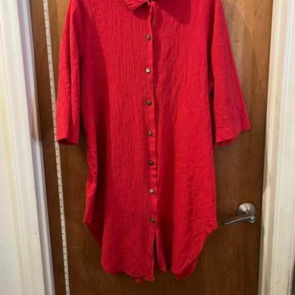 🐻Size 2X - A Personal Touch - Vintage Red Half-Sleeve Long Tunic - Picture 6 of 6